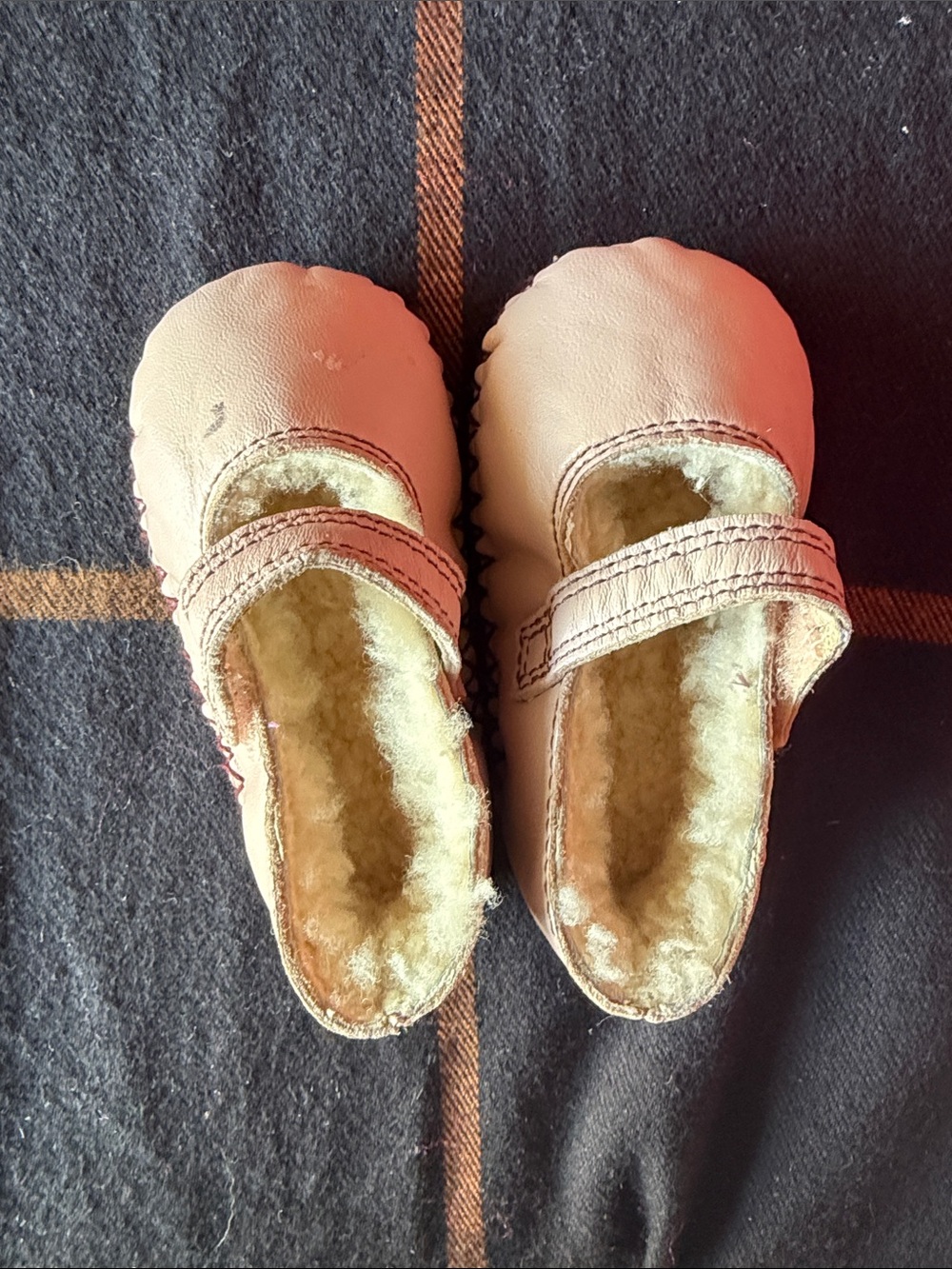 UGG Pink Mary Jane Kids Shearling-Lined Slippers